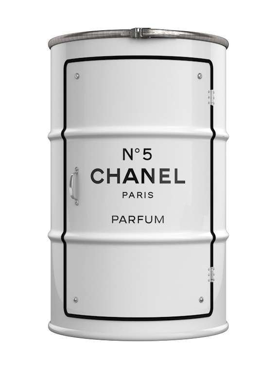 Бочка-тумбочка Chanel L белого цвета