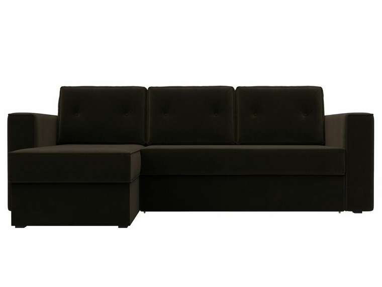 Угловой диван-кровать Принстон темно-коричневого цвета левый угол 