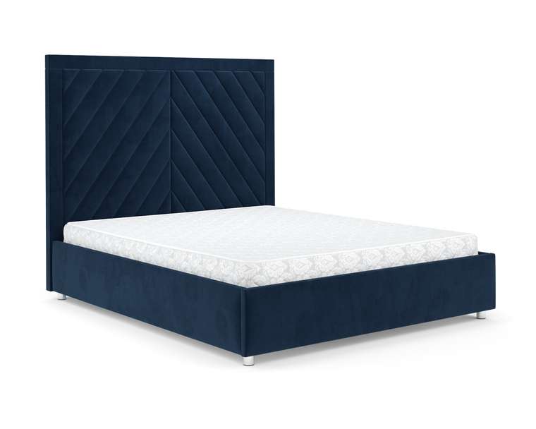 Кровать Мишель 160х190 Luna 034 темно-синего цвета с подъемным механизмом 