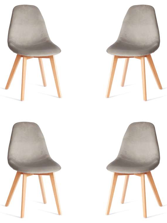 Комплект из четырех стульев Cindy Soft светло-серого цвета