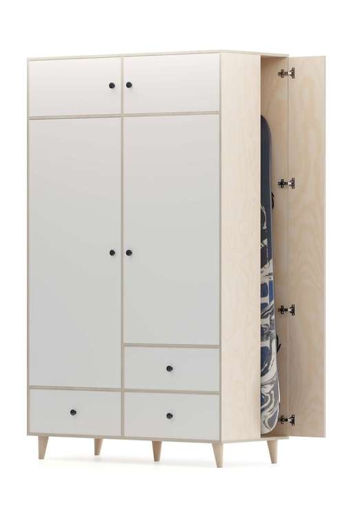Распашной шкаф Fold белого цвета с нишей справа