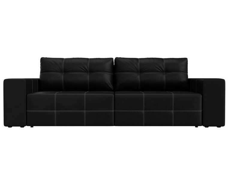 Прямой диван-кровать Перри черного цвета (экокожа)