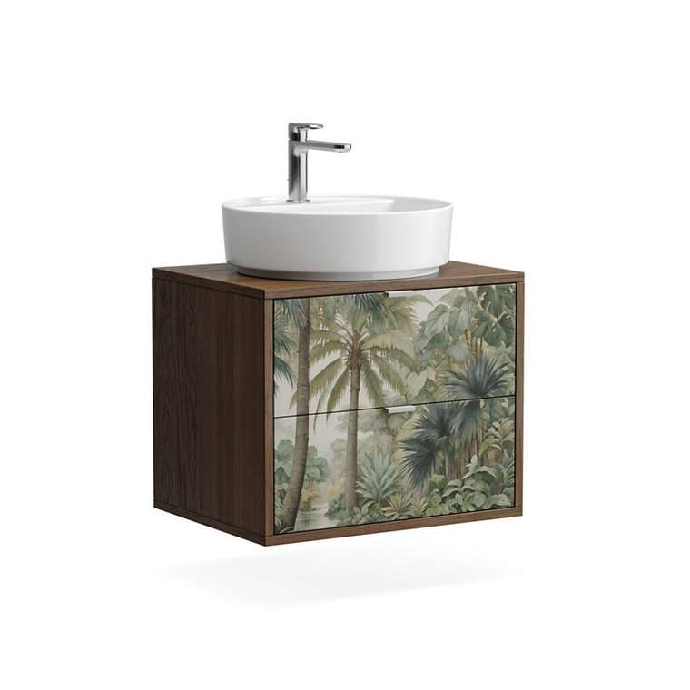 Тумба для ванной Private WPR 16 коричневого цвета с принтом подвесная
