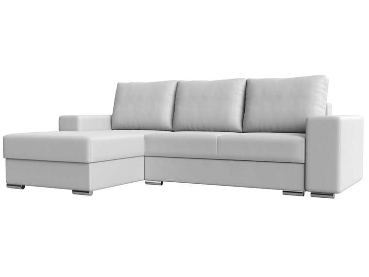 Угловой диван-кровать Дрезден белого цвета (экокожа) левый угол
