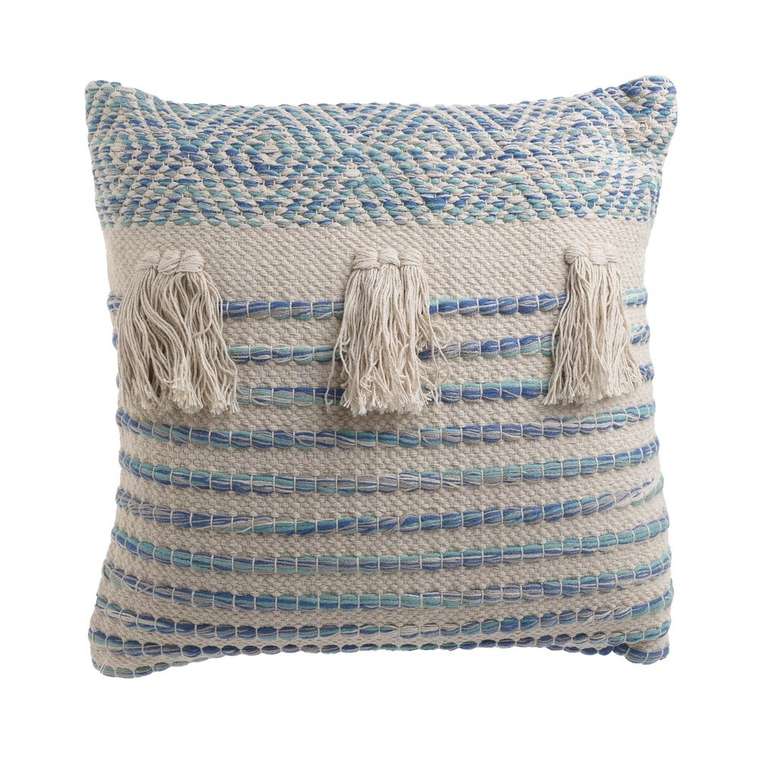 Декоративная подушка бело-голубого цвета 