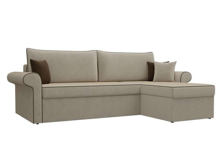 Угловой диван-кровать Милфорд бежевого цвета правый угол