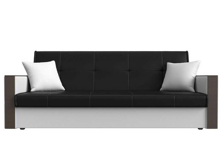 Прямой диван-кровать Валенсия черно-белого цвета (экокожа)
