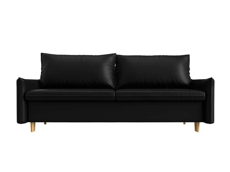Прямой диван-кровать Хьюстон черного цвета (экокожа)