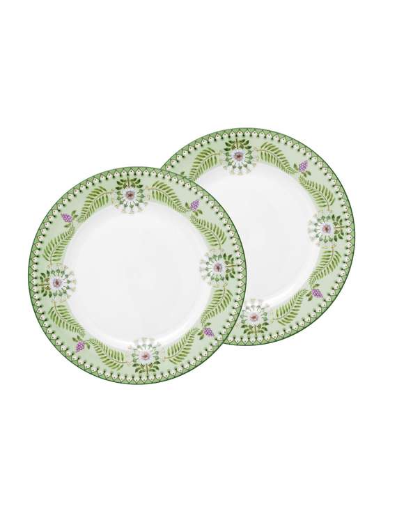 Набор из двух тарелок Lily&Lotus Uni Light Green 23 бело-зеленого цвета