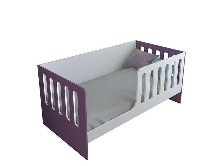 Кроватка Астра 12 80x160 бело-фиолетового цвета 