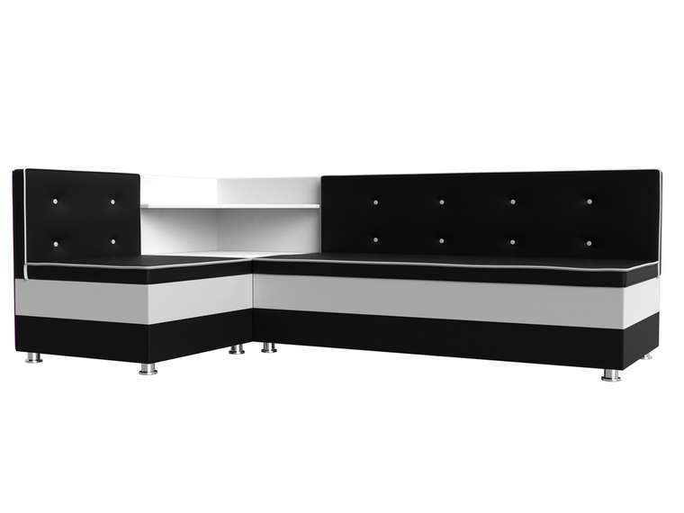 Угловой диван Милан черно-белого цвета (экокожа) левый угол