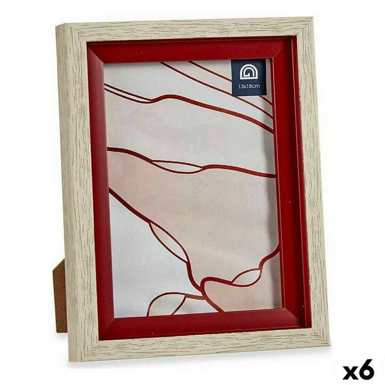 Фоторамка 17 x 2 x 21,8 cm Стеклянный Красный Деревянный Коричневый Пластик (6 штук)