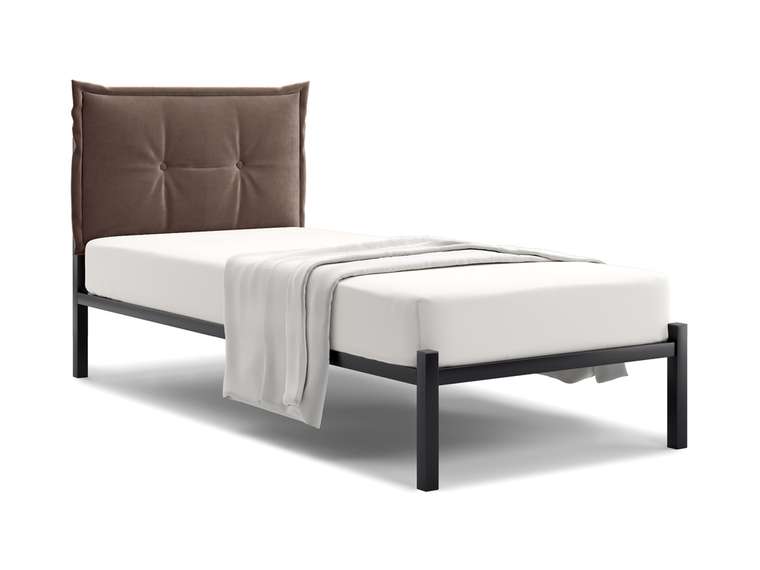 Кровать Лофт Cedrino 90х200 темно-коричневого цвета без подъемного механизма