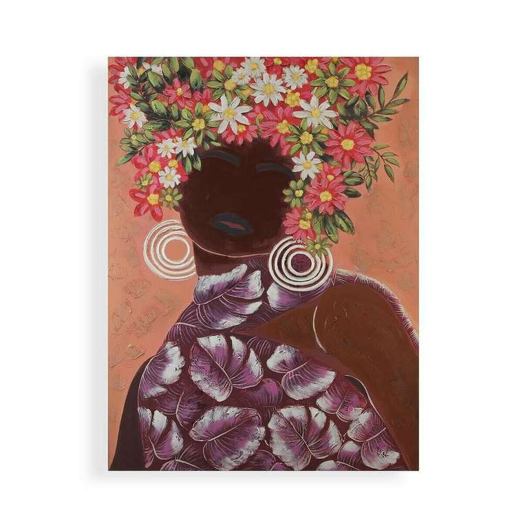 Картина Розовый Цветы Полотно Сосна 2,8 x 90 x 120 cm