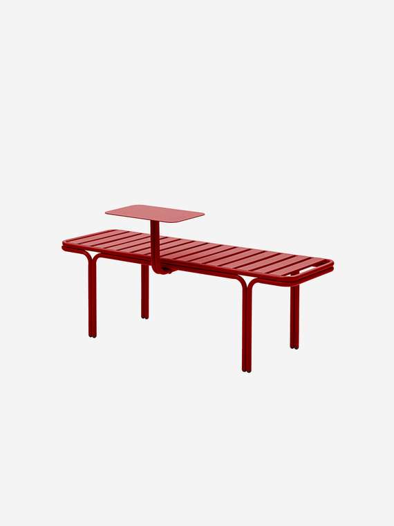 Лавочка со столиком красного цвета