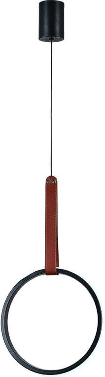 Подвесной светодиодный светильник Escada Alliance 10295/1LED Black 30Вт, кожа/металл/силикон, черный кольцо