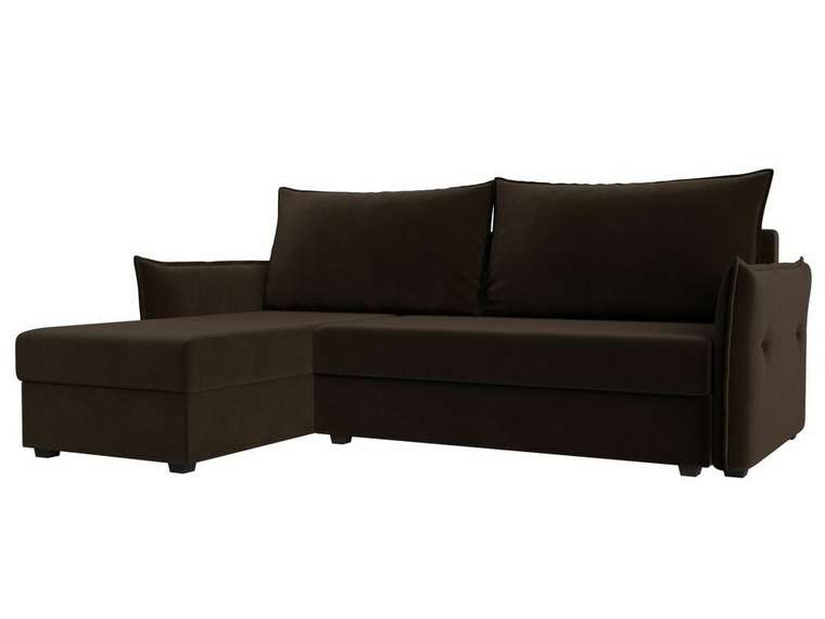 Угловой диван-кровать Лига 004 темно-коричневого цвета угол левый