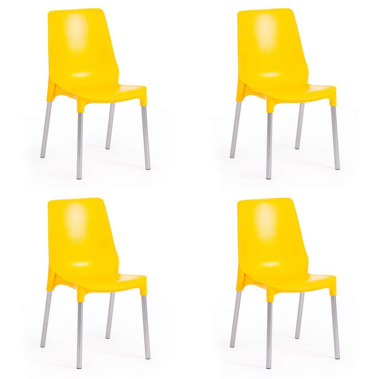 Набор из четырех стульев Genius желтого цвета