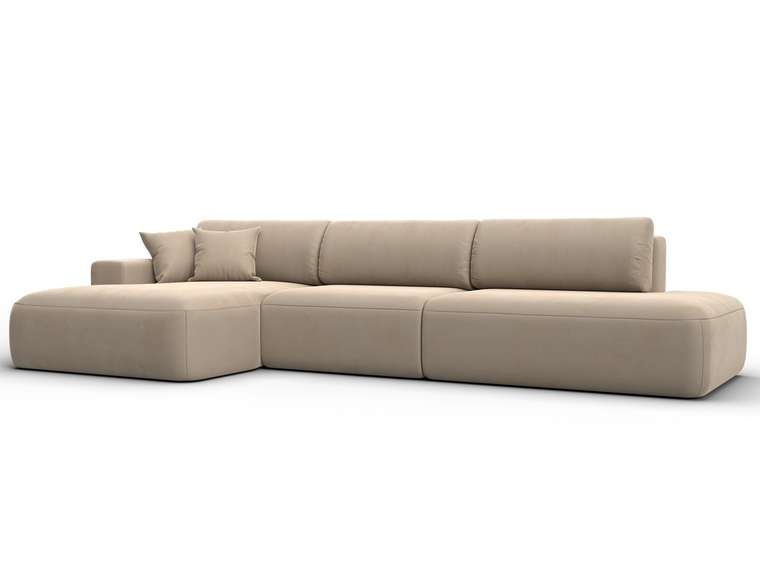 Угловой диван-кровать Лига 036 Модерн Лонг бежевого цвета левый угол
