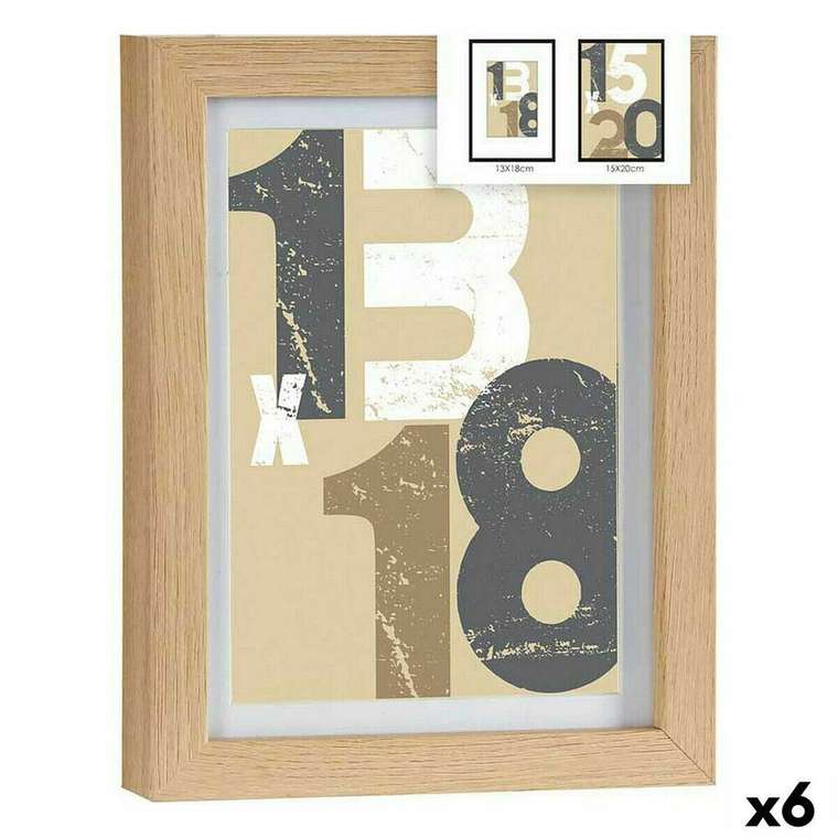 Фоторамка 18 x 23 x 2,5 cm Натуральный Cтекло Деревянный MDF (6 штук)