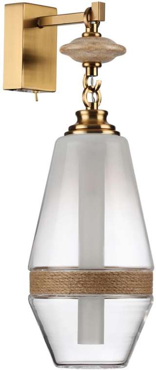 Бра Odeon Light Krema 5441/1W сатинированн.латунь/прозрачн./металл/стекло/травертин/веревка G9 LED 6W