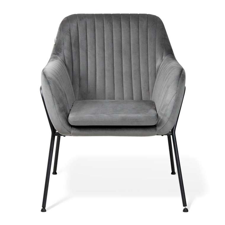 Кресло интерьерное с подлокотниками серого цвета