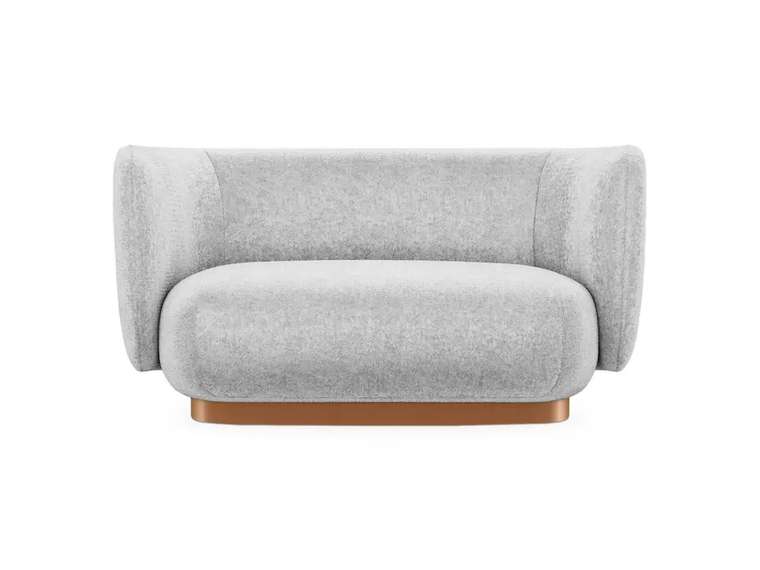 Диван Lucca М серо-бежевого цвета с медным основанием