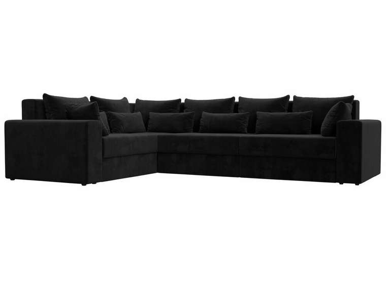 Угловой диван-кровать Майами Long черного цвета левый угол