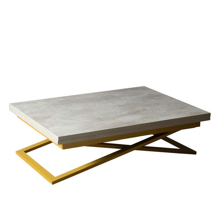 Стол трансформер Compact цвета бетон на золотых опорах