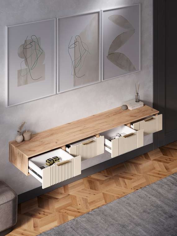 Подвесная тумба Ингрия Luxe 11 бежевого цвета