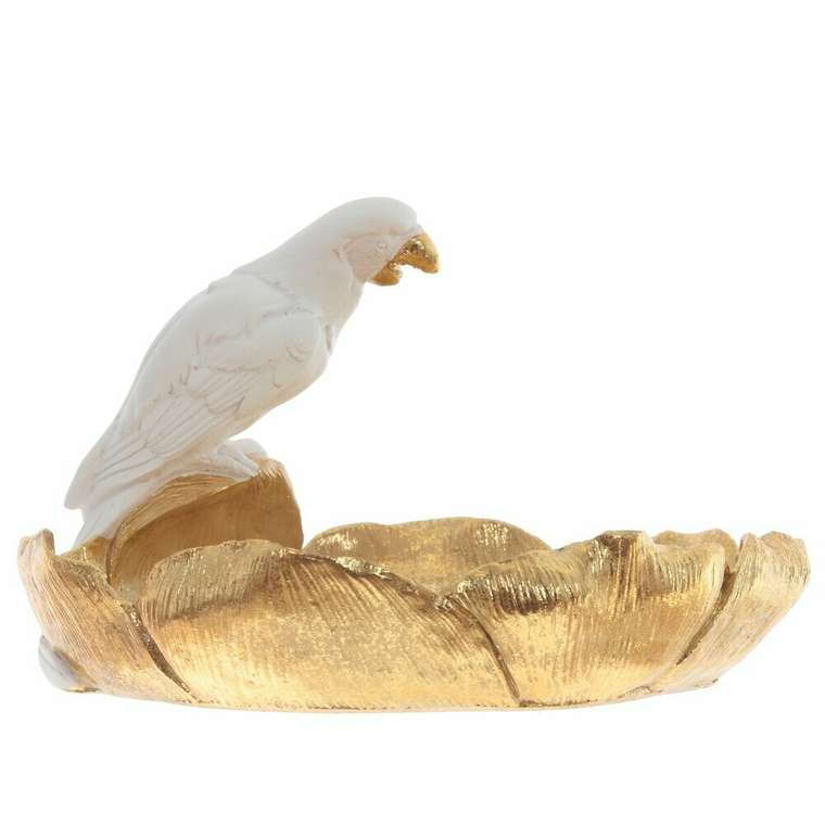 Декоративное блюдо Птица бело-золотого цвета