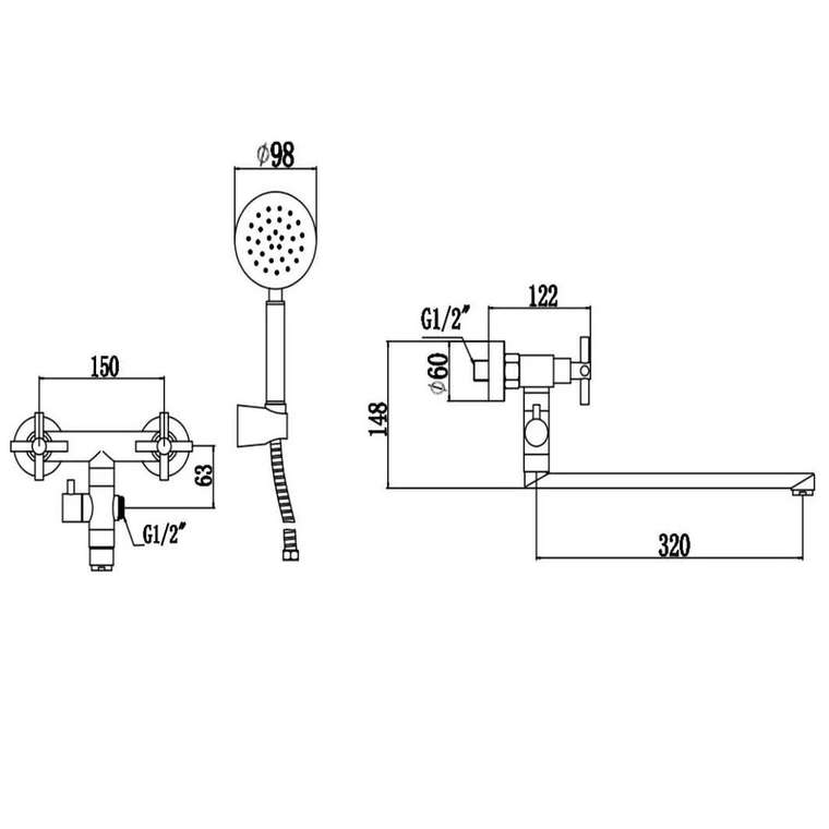 Смеситель для ванны Fmark FS8424H, черный