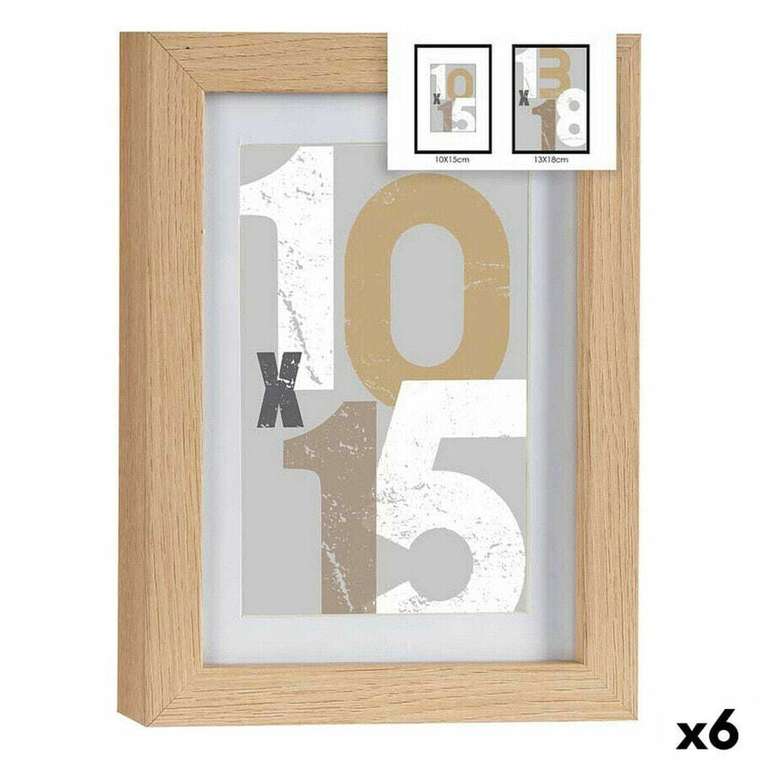 Фоторамка 16 x 21 x 2,5 cm Натуральный Cтекло Деревянный MDF (6 штук)