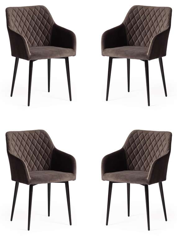 Набор из четырех стульев Bremo темно-серого цвета
