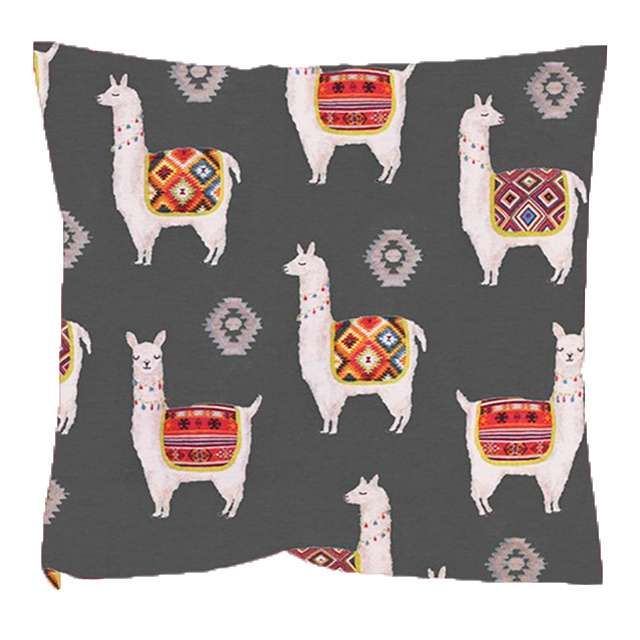 Декоративная подушка Ламы серого цвета