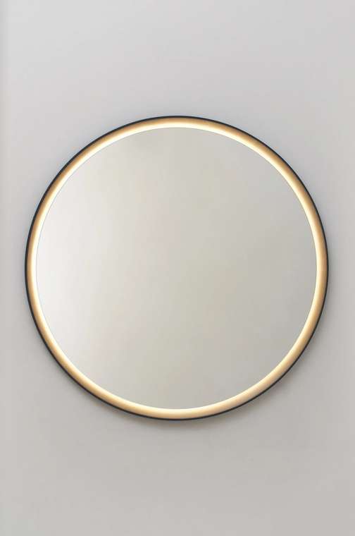 Парящее круглое зеркало Special B с подсветкой в черной раме