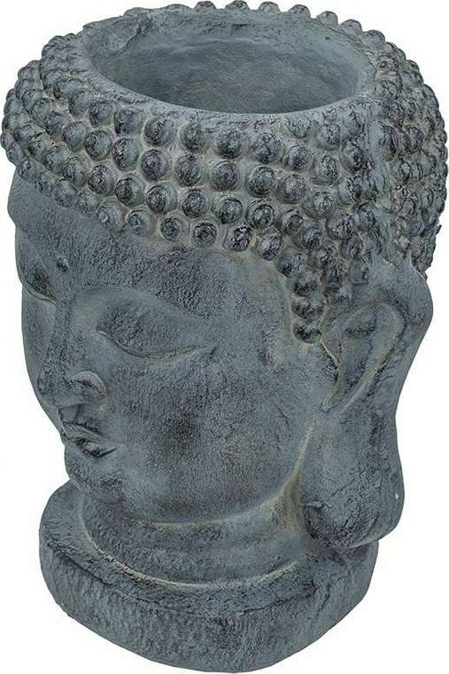Кашпо Голова Будды темно-серого цвета