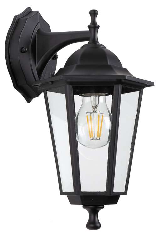 Уличный настенный светильник ЭРА Веледа GBW-104-1-BL-0360 230В Е27 IP54 чёрный вниз Б0071477
