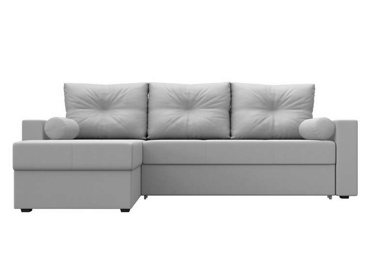 Угловой диван-кровать Верона белого цвета (экокожа) левый угол
