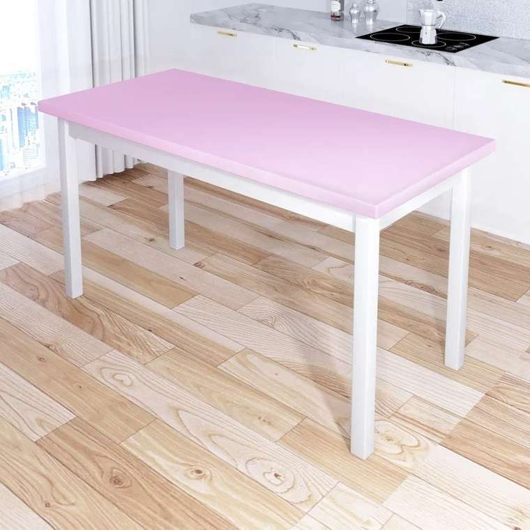 Стол обеденный Классика 140х70 бело-розового цвета