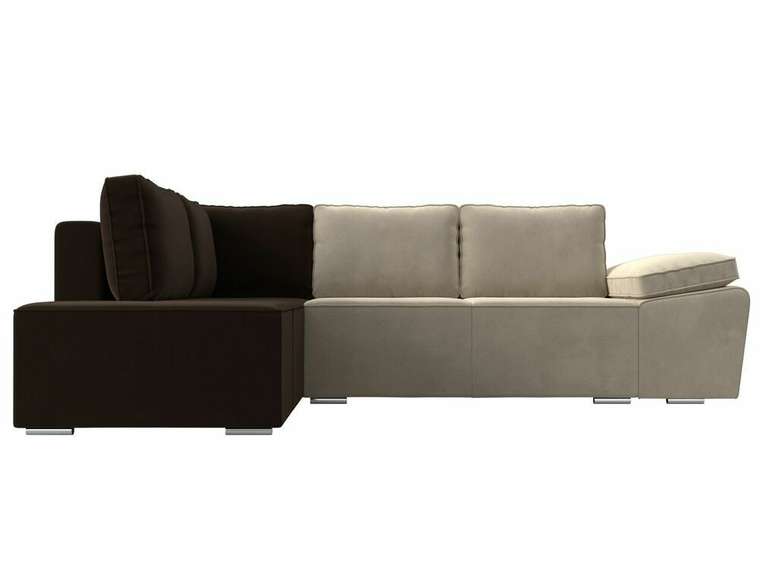 Угловой диван--кровать Хьюго бежево-коричневого цвета левый угол
