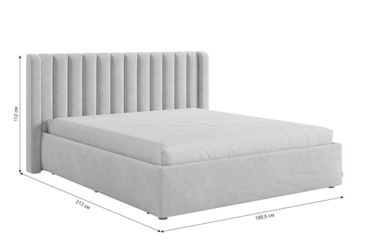 Кровать с подъемным механизмом Ева 160х200 светло-серого цвета