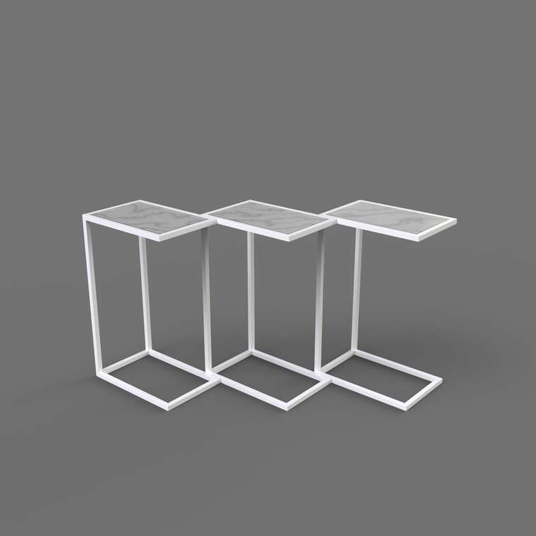 Журнальный столик "Alfred" белый с прозрачным стеклом (700х350х450)