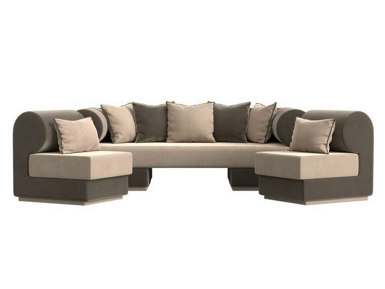 Набор мягкой мебели Кипр 3 коричнево-бежевого цвета