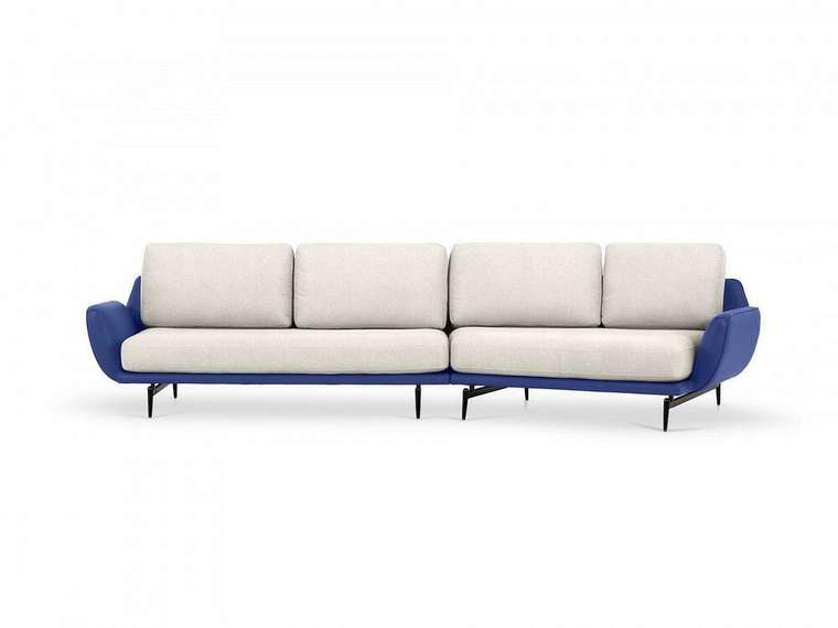 Угловой диван правый Ispani бело-синего цвета