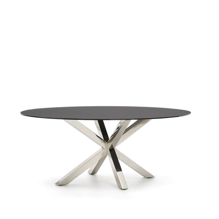 Овальный стол Arya Argo черно-серебряного цвета