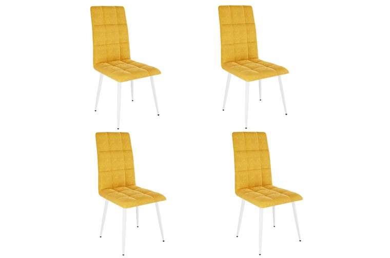 Набор из четырех стульев Турин 2 желтого цвета с белыми ножками