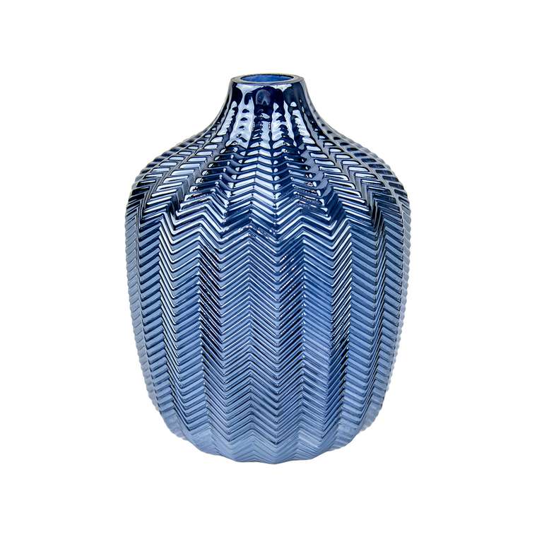 Декоративная стеклянная ваза синего цвета