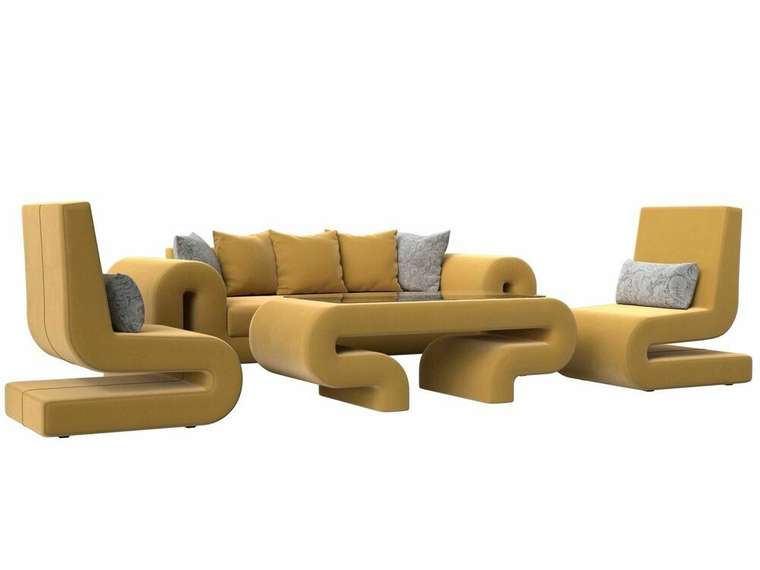 Набор мягкой мебели Волна 2 желтого цвета