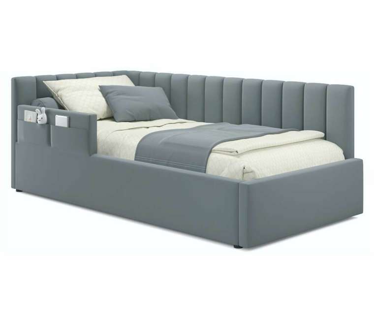 Кровать Milena 90х200 серого цвета с подъемным механизмом